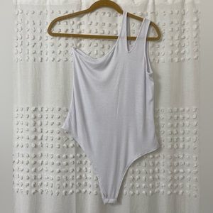 Rock Rose Couture One Shoulder White Bodysuit